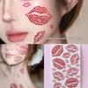 1 Sheet Sexy Realistic Lip Body Jewelry Sticker Kiss Red Lips Face Rhinestones Valentine'S Day Gem Temporary Tattoo Stickers
