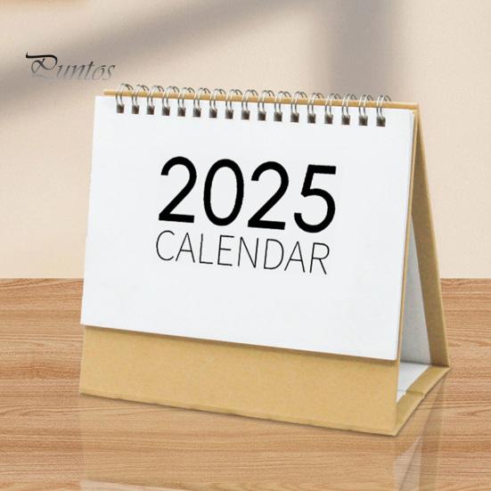 2025 Skrivebordskalender Small Stand Up Double-Coil Binding Månedlig kalender Dagsplanlegger Event Markeringstabell Kalender for hjemmekontorskole