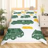 Cartoon Garbage Truck Duvet Cover Green Trash Truck Bedding Set Green Vehicle Car Comforter Cover Garbage Truck Toy Quilt Cover