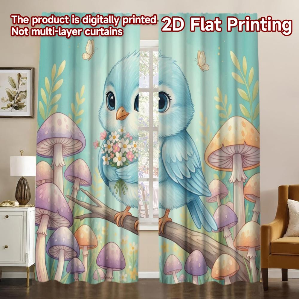 

Flat Printing Ramadan Mubarak Curtains Easter Bunny Flowers Versatile Polyester Without Electricity Festive Curtain Set Of 2 Made Washable W100*H70(CM)-Hooks&1PCS