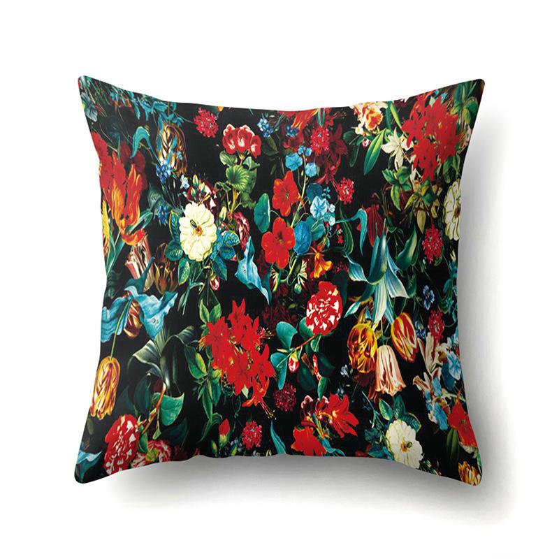 Polyester Pillowcase Plant Decoration Home Printed Pillow Car Waist Cushion Sofa Bed Head Cushion Cover