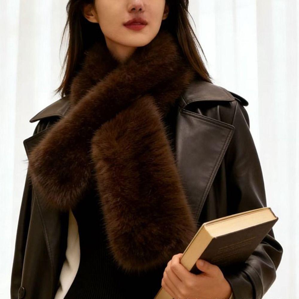 Soft Cross Scarf Plush Winter Scarf Fashion Imitation Fox Fur Scarf Outdoor