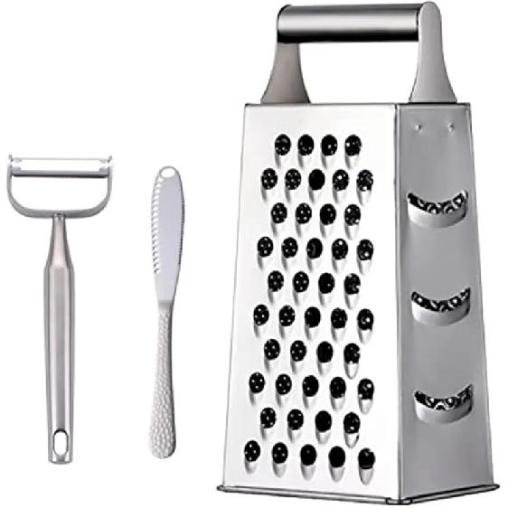 4 Sides Box Grater For Kitchen,Stainless Steel Cheese Grater With Handle,Multi-Function Vegetable Slicer Food Shredder For