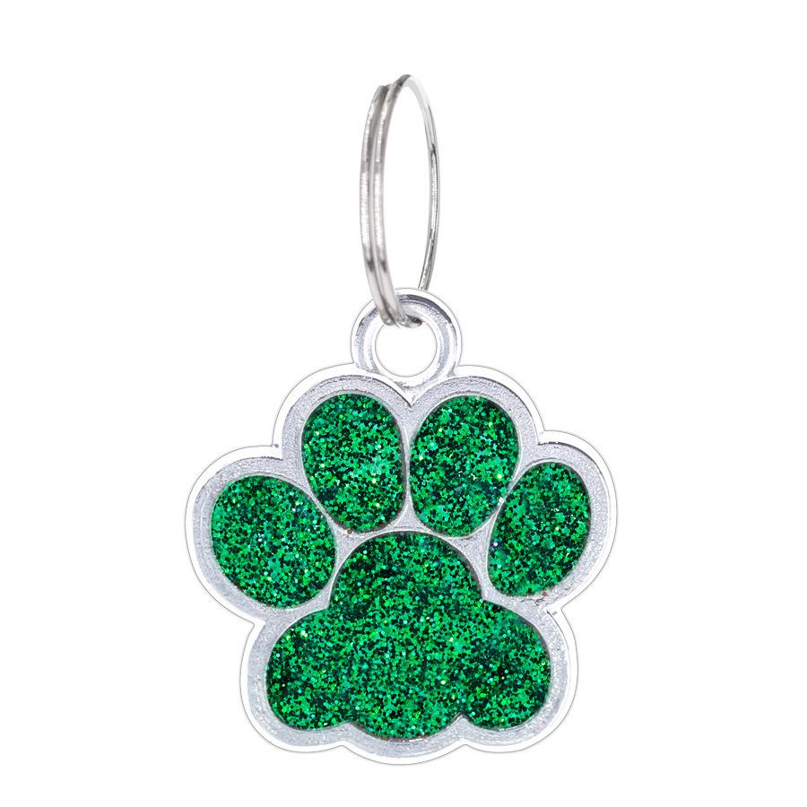 Small Glitter Dog Paw Print Pendant - Zinc Alloy Pet ID Tag (17x18mm)