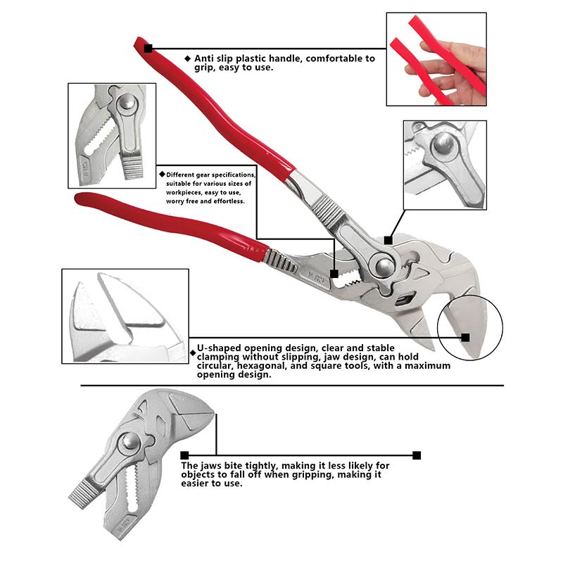 10Inch Adjustable Multi-Purpose Clamp Wrench Fast Water Pump Pliers German Craftsmanship Large Opening 55Mm