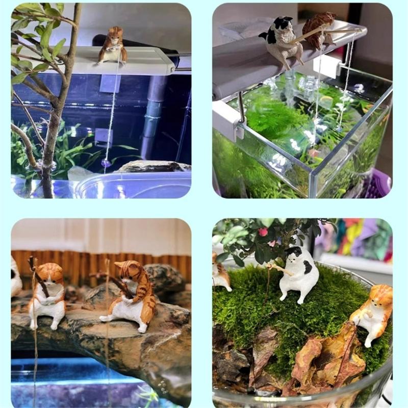 Dekorative Harze Aquarien Akzente Detaillierte Anglerkatzen Blatt Marienkäfer Ornamente zur Personalisierung von Heim- und Bürodekorationen