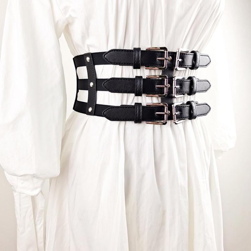 Punk-Taillengürtel Damen Halloween Leder Skinny Körper Verstellbare Gürtel mit Hosenträgern für Party Nachtclub Taille Schlank