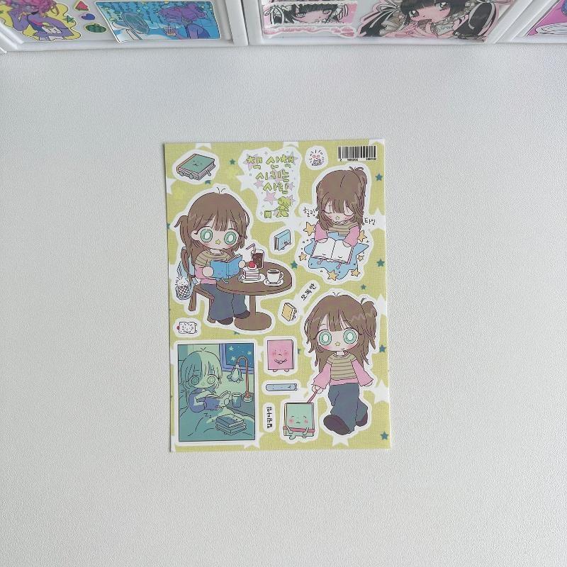 1/8 Sheets Cute Cartoon Cool Girl Character Stickers For Hand Account Diary Notebook Scrapbook Diy Decor