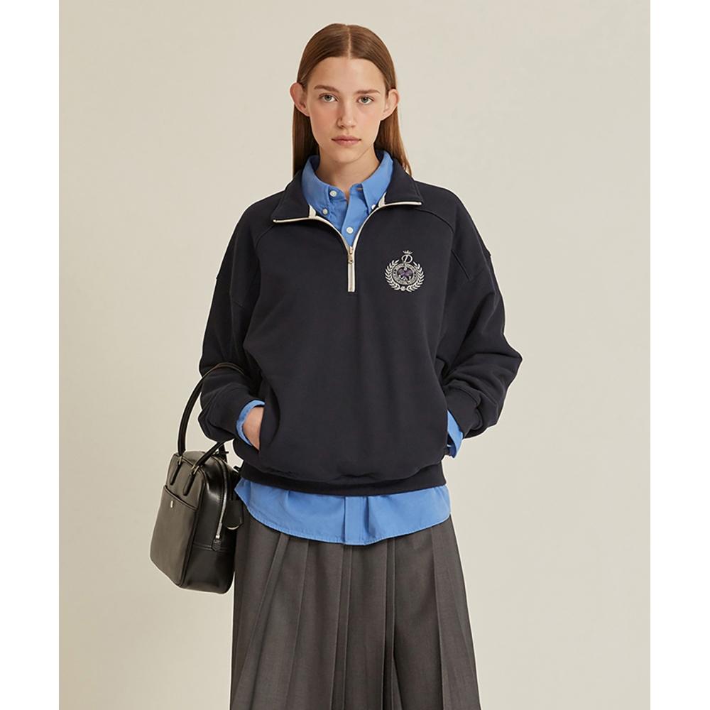 

DUNST FOR WOMEN UNISEX CLASSIC SPORTS HALF ZIPUP SWEATSHIRT FRENCH NAVYUDTS2C105N3