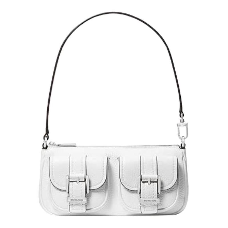 MICHAEL KORS Zoe Zoe gold hardware zipper closure pebbled leather underarm bag shoulder bag women s pure white золотой