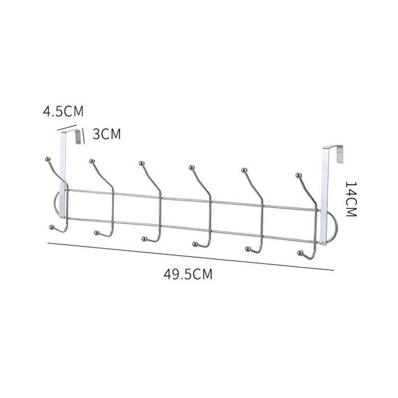 

1 шт. Двухрядные крючки над дверью, Железная подвесная стойка без сверления с 6 крючками для спальни, Креативный металлический крючок для хранения пальто и шляп 1PCS