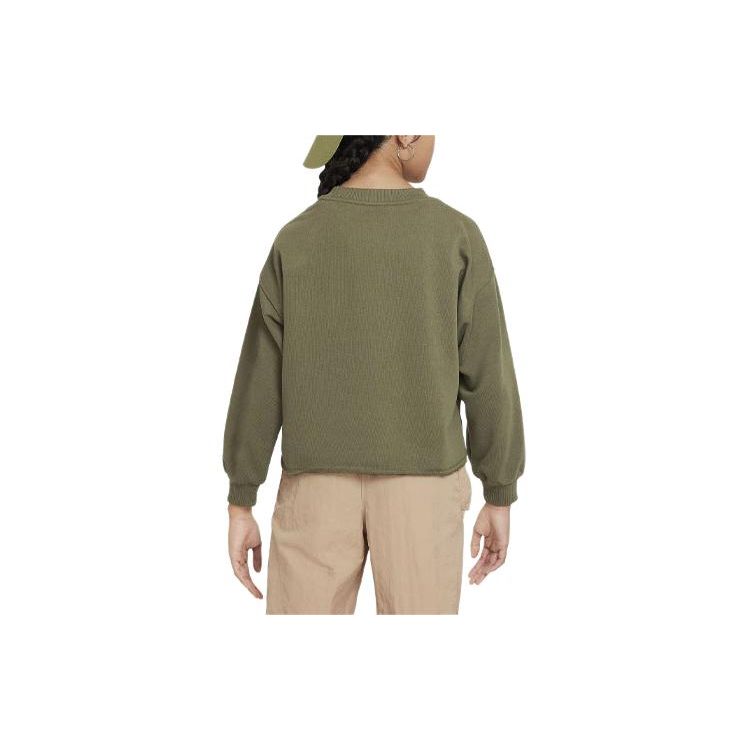 Nike Sportswear Solid Logo Ribbed Crewneck Loose Fit Sweatshirt Kids sweatshirt Medium-Olive FN8652222