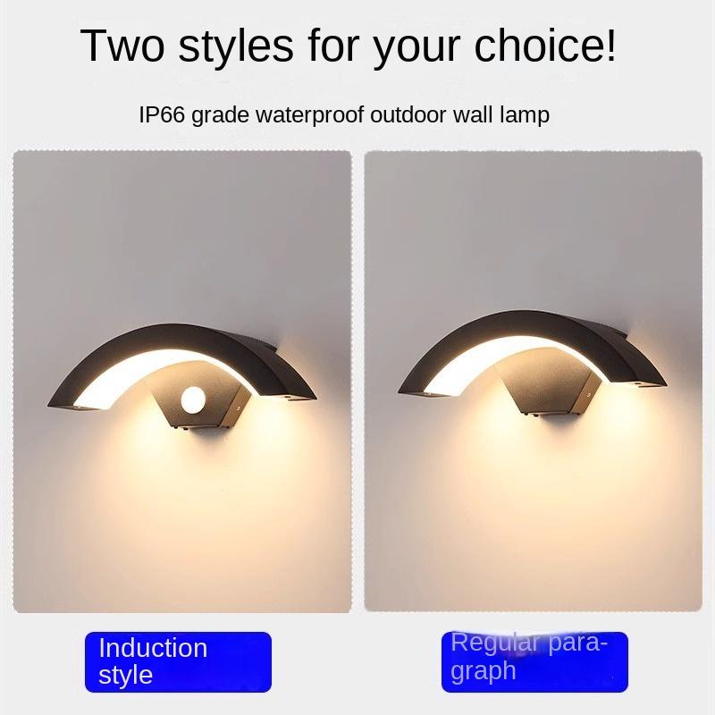 Outdoor Waterproof Simple LED Wall Lamp Modern Creative Long Strip Induction for Courtyard Aisle Door Entrance Warm White IP65