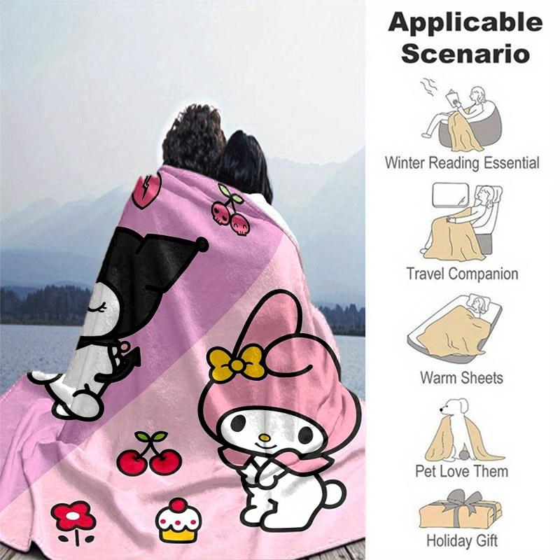 1pc. Cute Sanrio Kuromi & My Melody Print Blanket - Perfect for Home, Office, Outdoor Use, Gift Idea, Suitable for All Seasonsz041779
