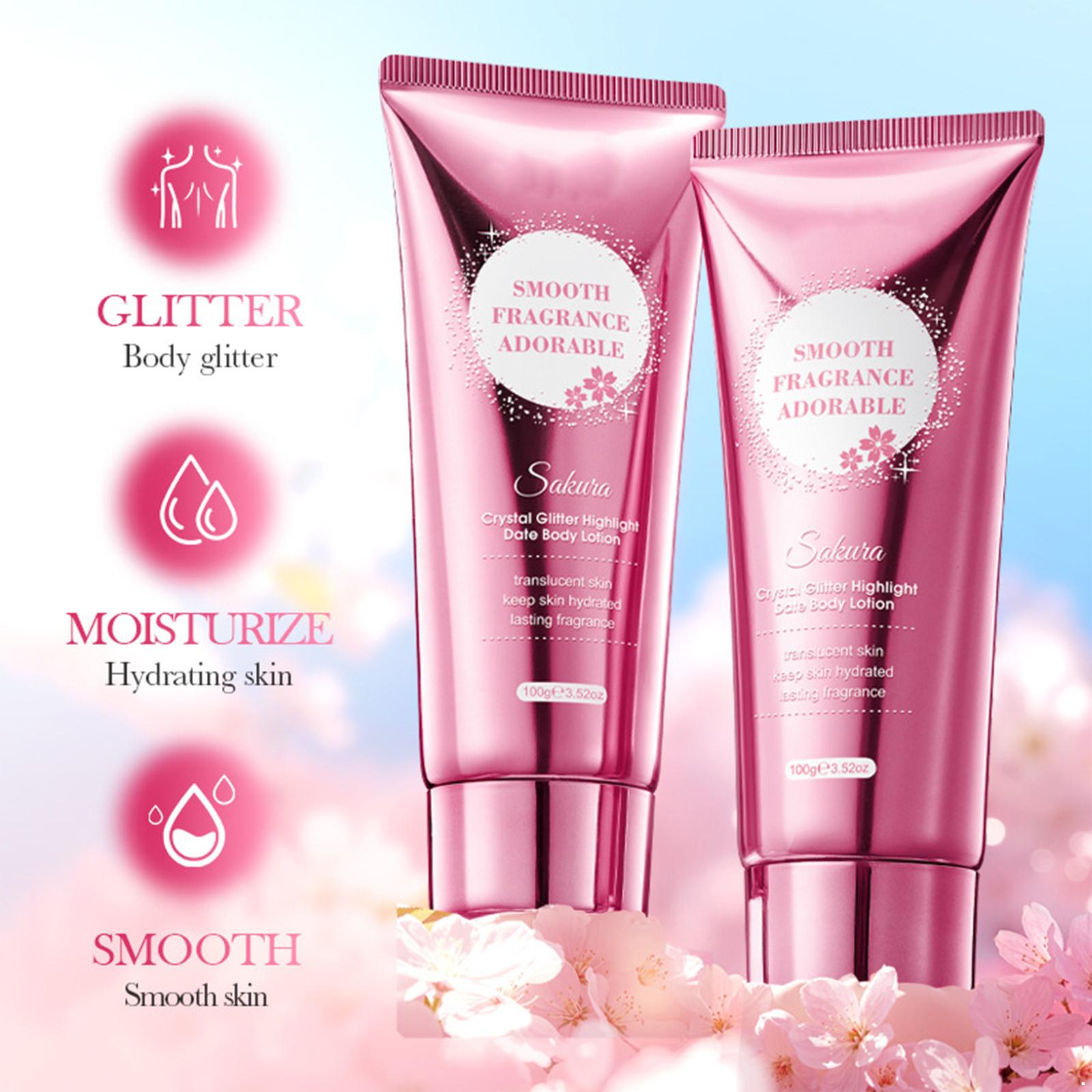 

Women’s Moisturizing Body Cream with Lasting Sakura Scent & Shimmer Effect – 100g Smoothing Lotion for Date Prep One Size