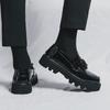 Herren Slipper neuer britischer Stil Businesskleid glänzend Ein-Pedal Großkopfschuhe dicke Sohle erhöhend lässige Lederschuhe