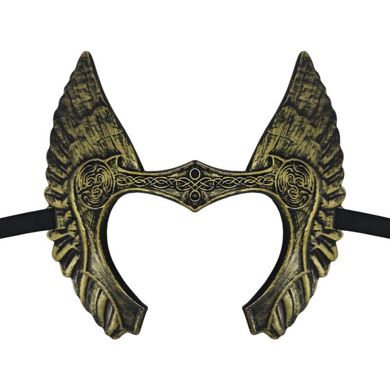 Viking-Stil Kunststoffmaske mit Hörnern für Halloween, Cosplay und Fantasy-Kostüme