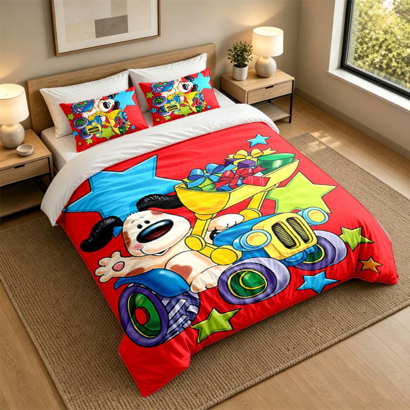 3Pcs Bedding SetPuppy Soft Bed Sheet and Two Pillowcases Home Bedroom Decor