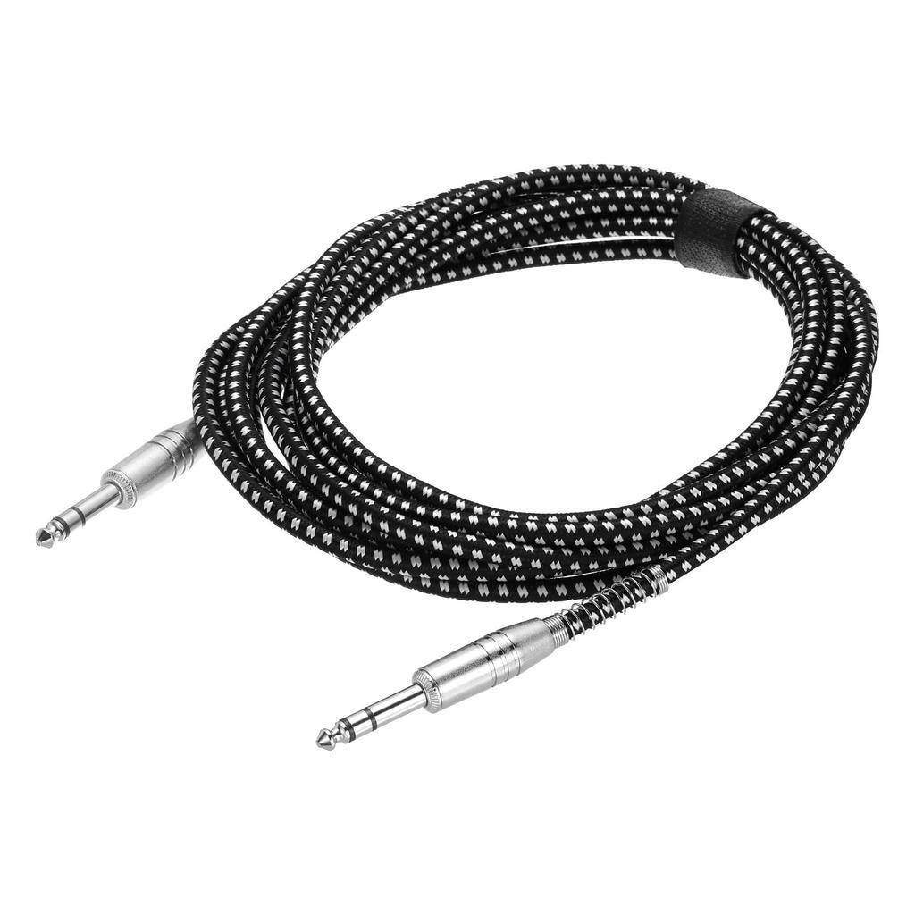 uxcell Guitar Instrument Cable, 15ft 14" to 14" Straight Electric Guitar Jack Cable Wire for Guitar and Bass, Black and White