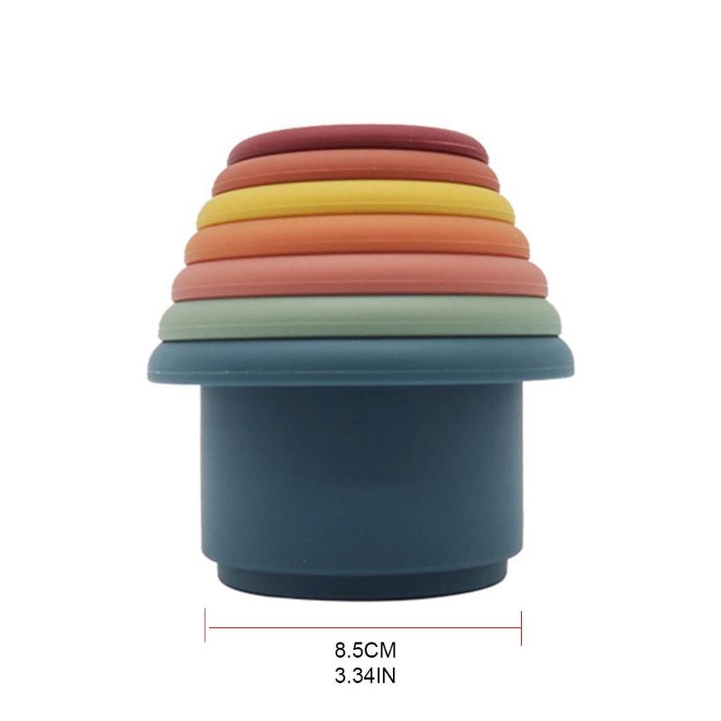 Hourglass Stacking Cup Water Playing Toys for Pools Bathtub Shower Interactive Toy for Baby 6M+ Early Learning 7Pieces