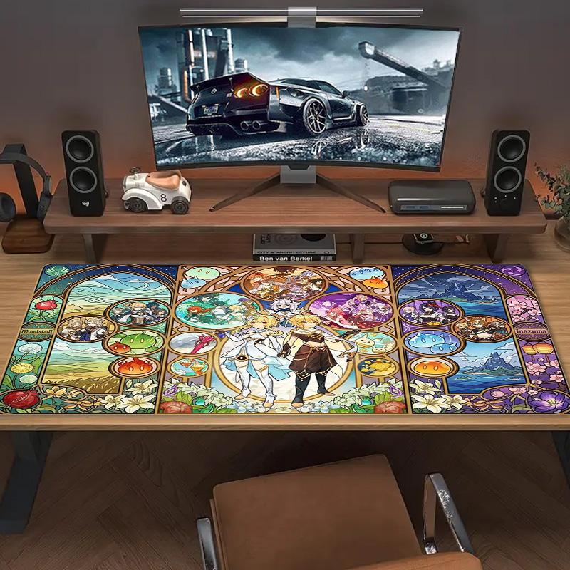 Genshin Impact Color Mouse Pad Large Gaming Table Cushion Non-slip Laptop Tablet Big Mousepad XXL Mat Mini PC Playmat With Lock edge