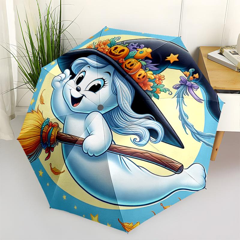 1pc Beautiful witch ghost Durable Cartoon Folding Cartoon Umbrella, Portable Compact Umbrella for Men and Women P013
