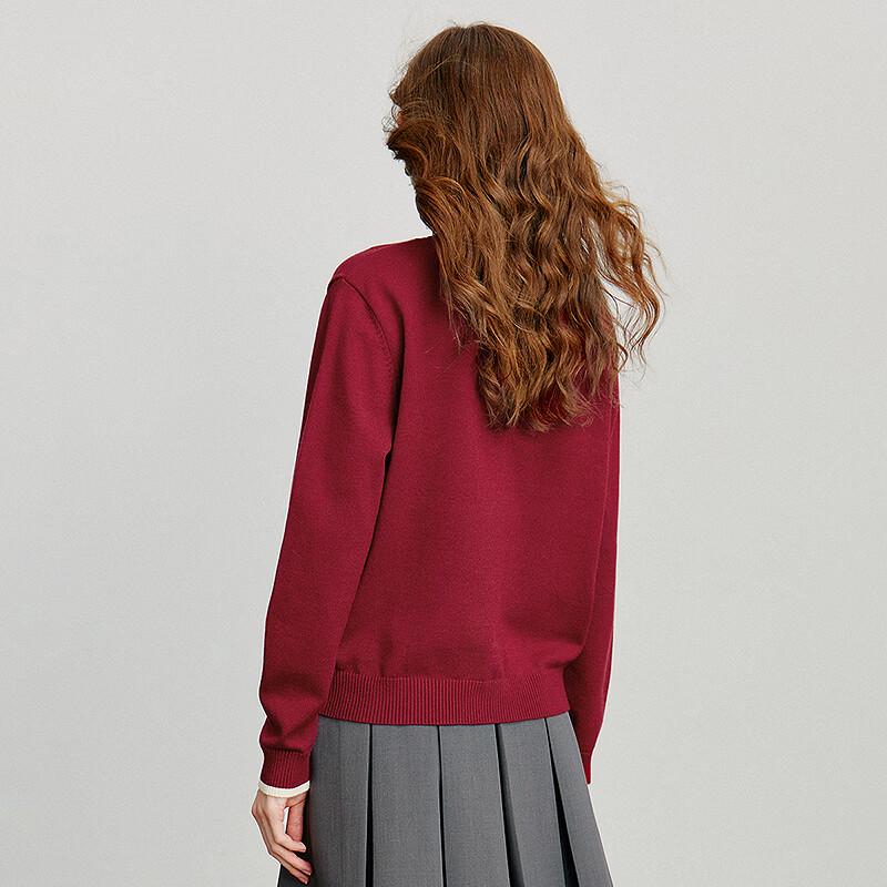 Chuyu Women's Colorblock Botanical Jacquard Knit Top