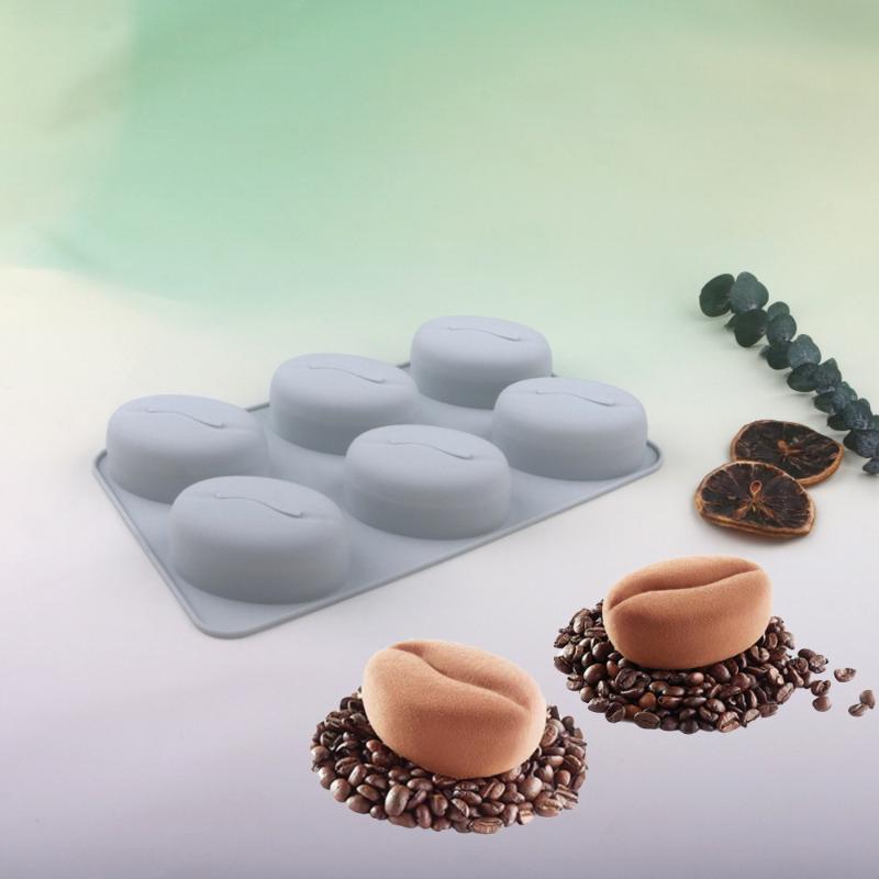 6/28Cavity Diy Coffee Bean Forms Mousse Cake Mold Silicone Pastry Molds For Baking French Dessert Cake Decorating Tools