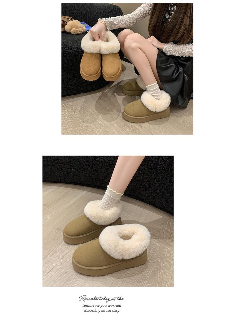 Women's Plus Velvet Indoor-Outdoor Warm Heel Cotton Snow Boots, Sizes 36-43, for Autumn and Winter.