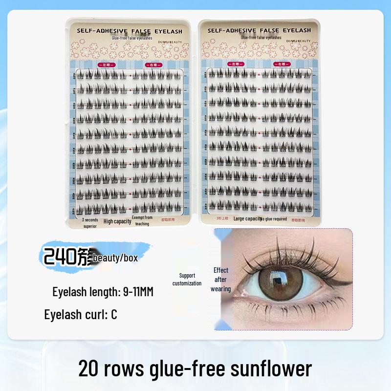 20-Row Large Capacity Glue-Free Beginner-Friendly Natural False Eyelashes