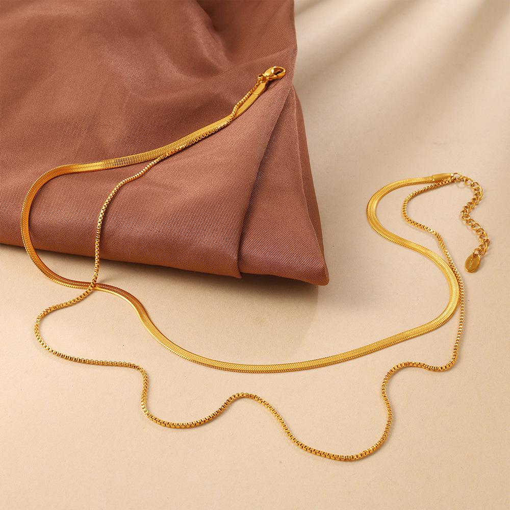 Niche Simple Double-Layer Stacked Blades With Stainless Steel Temperament Versatile And Non-Fading Collarbone Chain