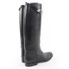 Great HERMES Knee-high Boots Kelly Metal Leather Jumping Boots Black Women 36 Used