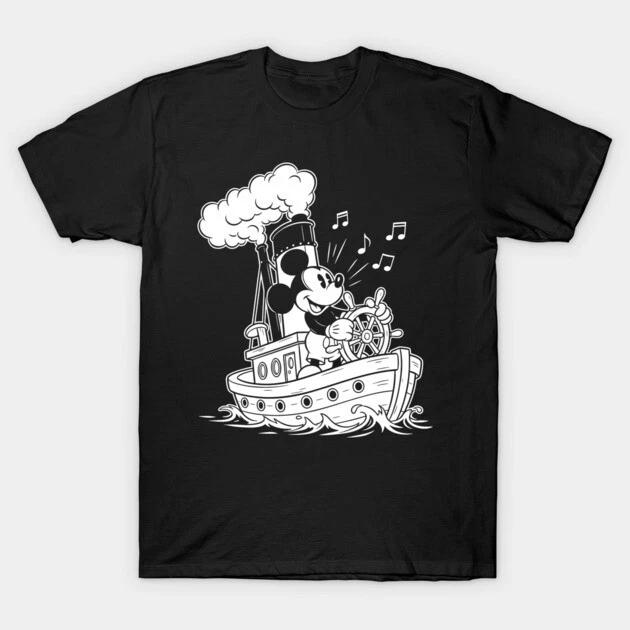 Mouse Steamboat Willie Black TShirt S