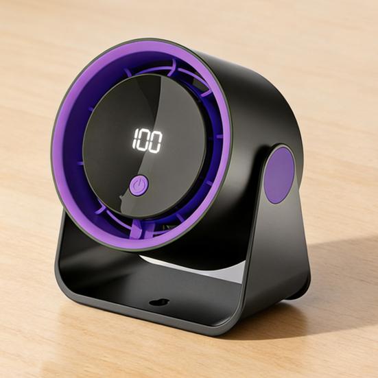 Portable Turbo Desk Fan 100-Speed Adjustable Table Fan with LED Display USB Rechargeable