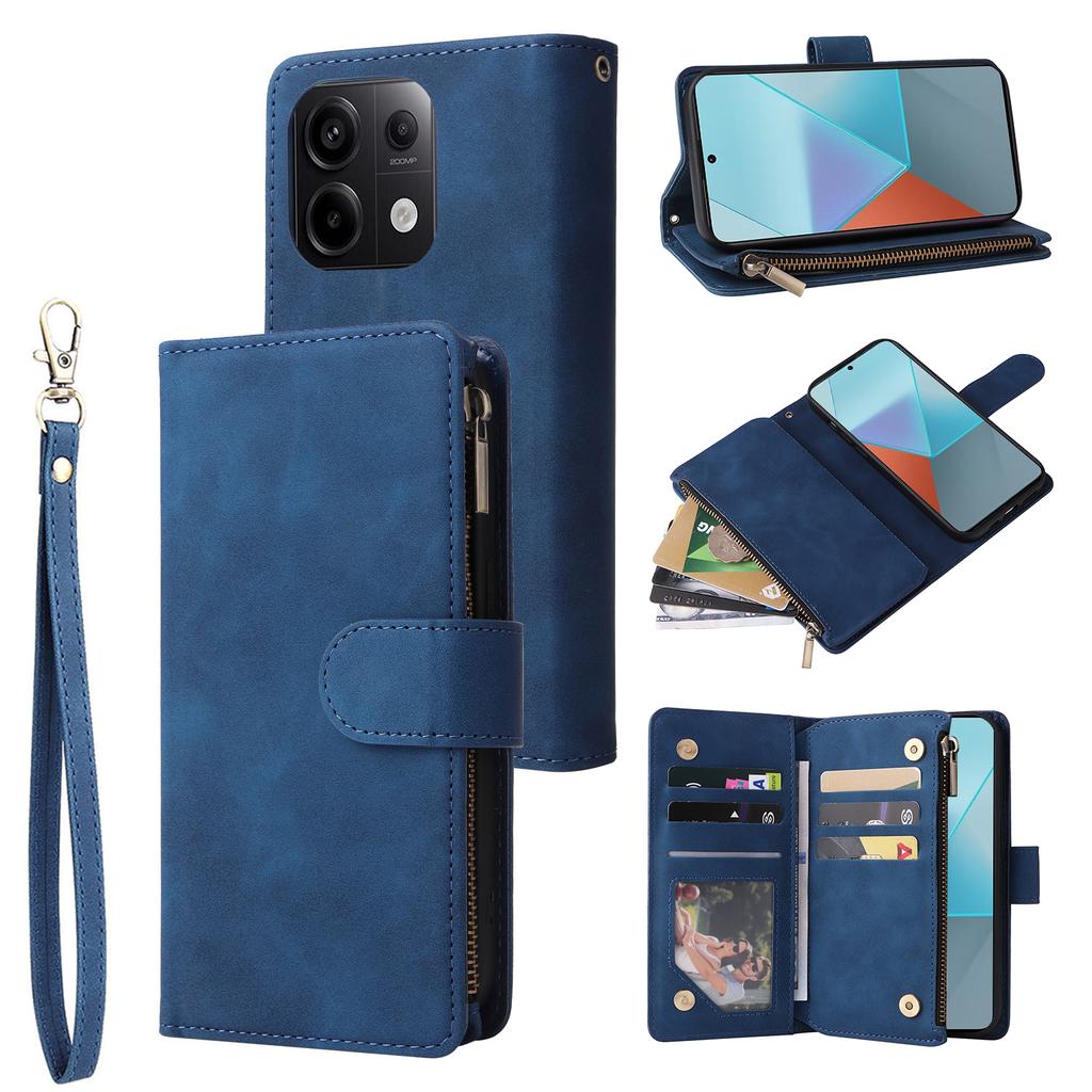 Fotorahmen Lederhülle Riemenabdeckung für Redmi Note 13/Note 13 Pro Plus, für Google Pixel 8 Pro Reißverschluss Flip-Hülle