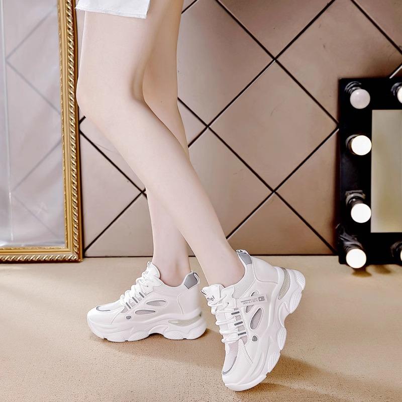 Thick-soled Heightening Sports Shoes Women's Spring Mesh Breathable Dad Shoes Casual Shoes