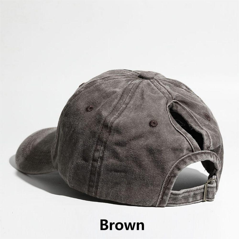 Simple Washed Hole Crossing High Ponytail Hat For Women, Versatile Baseball Cap Soft Top Baseball Cap
