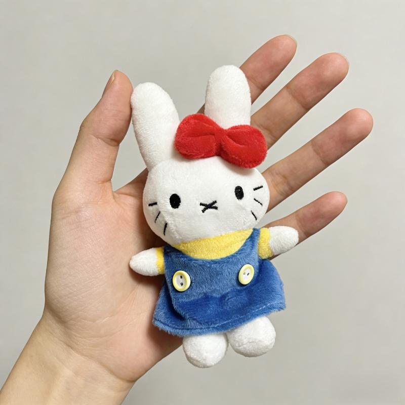 10cm Cute Miffy Bunny Plush Keychain - Red Bow Soft Rabbit Bag Charm for Girls, Cute Purse & Car Key Birthday Pendant Gift