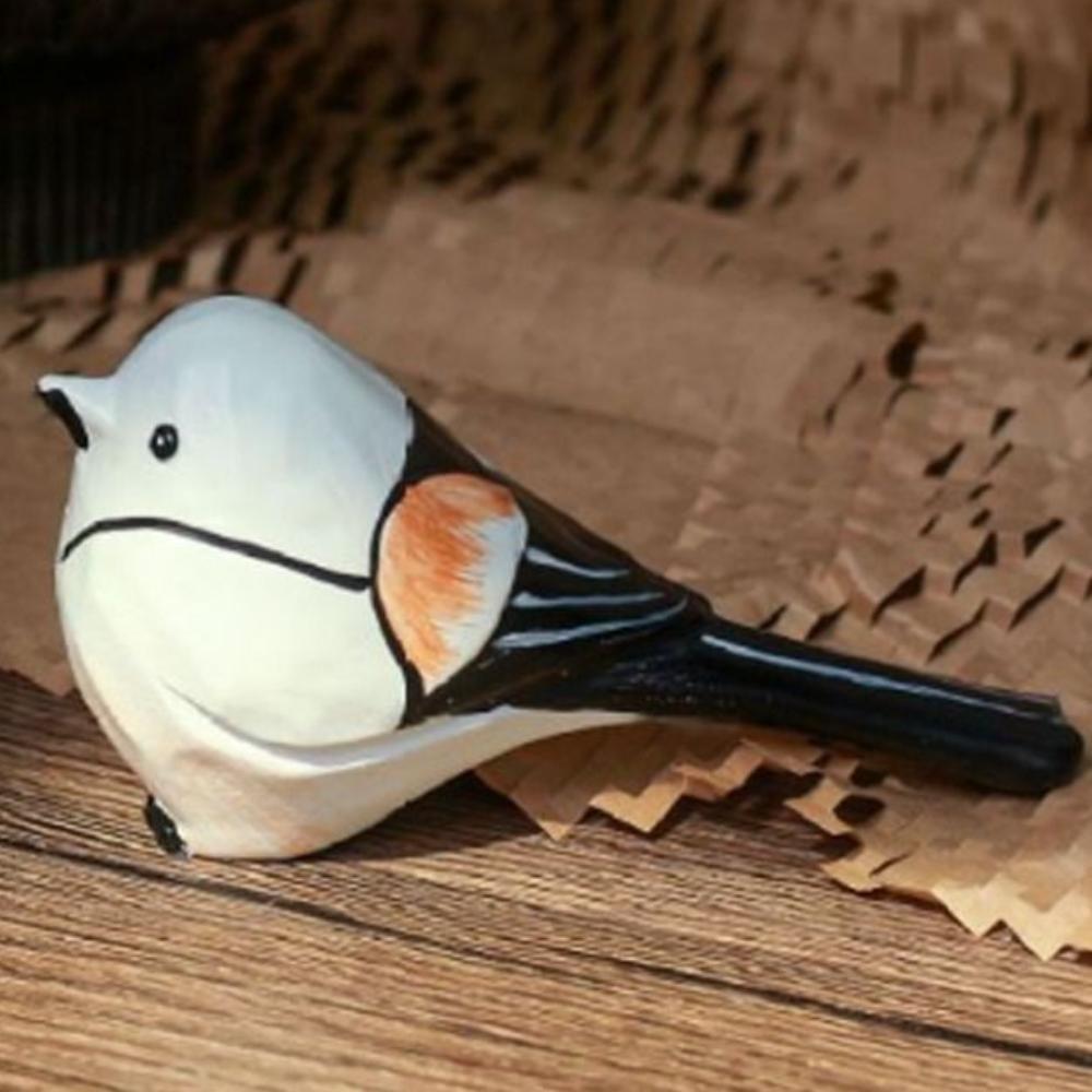Handmade Fat Chirp Bird Ornament Cute Bird Statue Durable Long-tailed Tit Figurine  Home Decoration