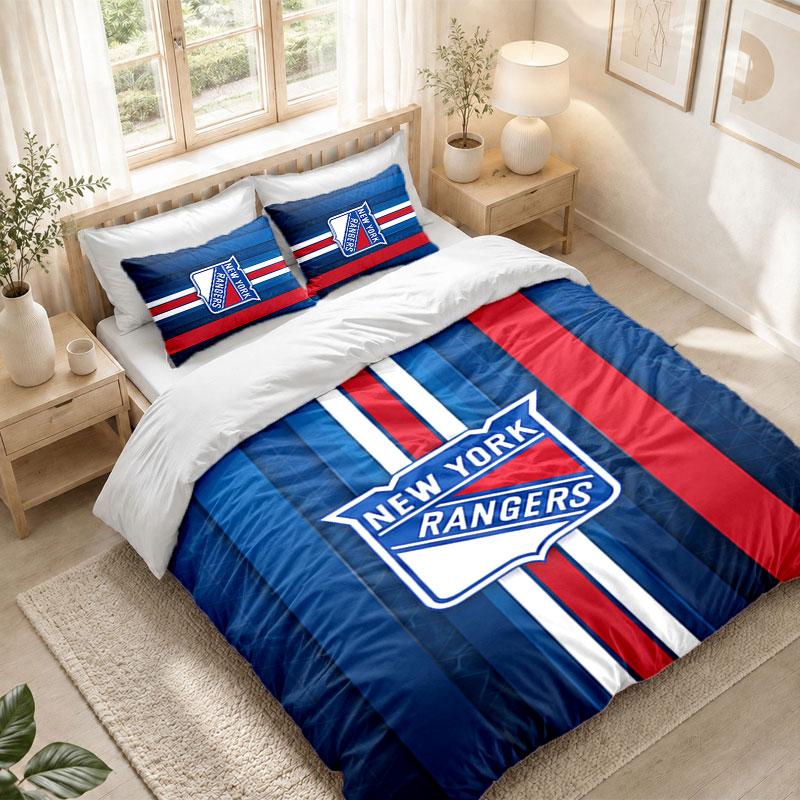 Bedding Set 1 Duvet Cover 2 Pillowcases New York Rangers Print Bedroom Home Decoration