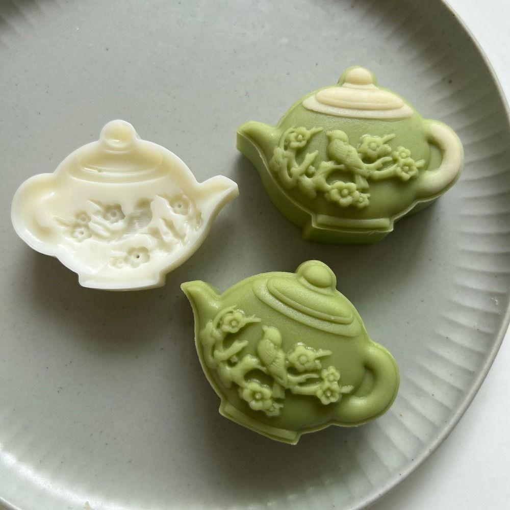 Plastic Mooncake Molds Teapot Shape Pastry Mold Hand Press Mould  Mid-Autumn Festival