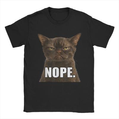 Men Ugly Cat Meme  Face Mood Disgusted T Shirts  Cotton Tops Short-Sleeve T Shirt Crewneck Fashion Design Tee Shirt New Arrival