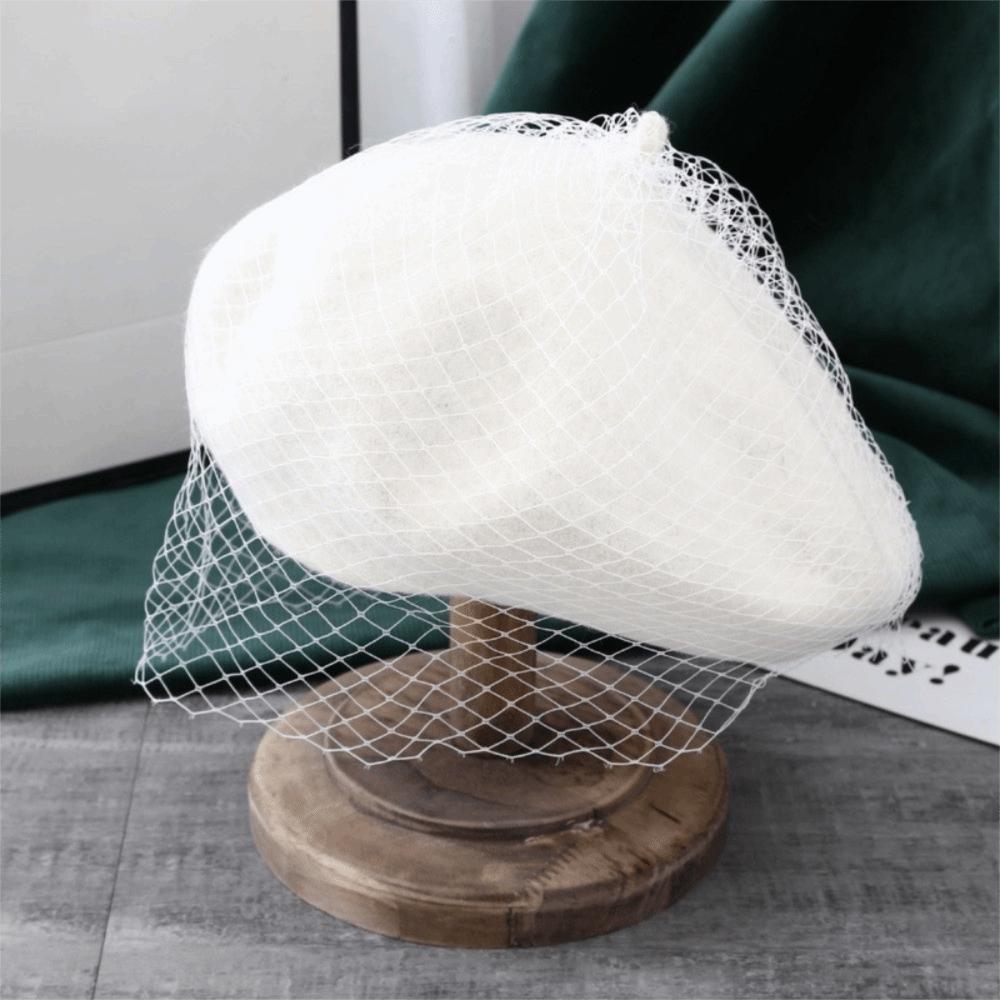 French Style Painter Hat Net Beanie Cap Vintage Mesh Wool Beret  Girl