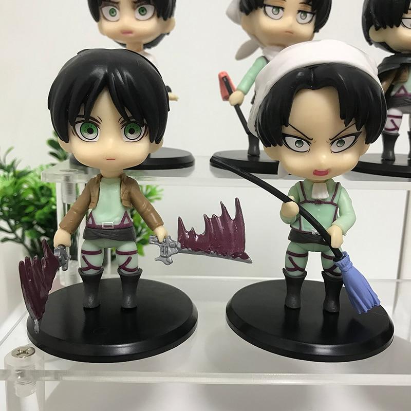 Attack On Titan Anime Figure Toys Levi Mikasa Ackerman Action Figure Eren Jager Armin Arlert Figurine Model Doll Toys