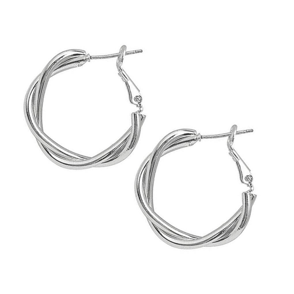 Hoop Earrings Women Fashion Plating Alloy Golden Silver Round Ear Stud Party Jewelry Gift