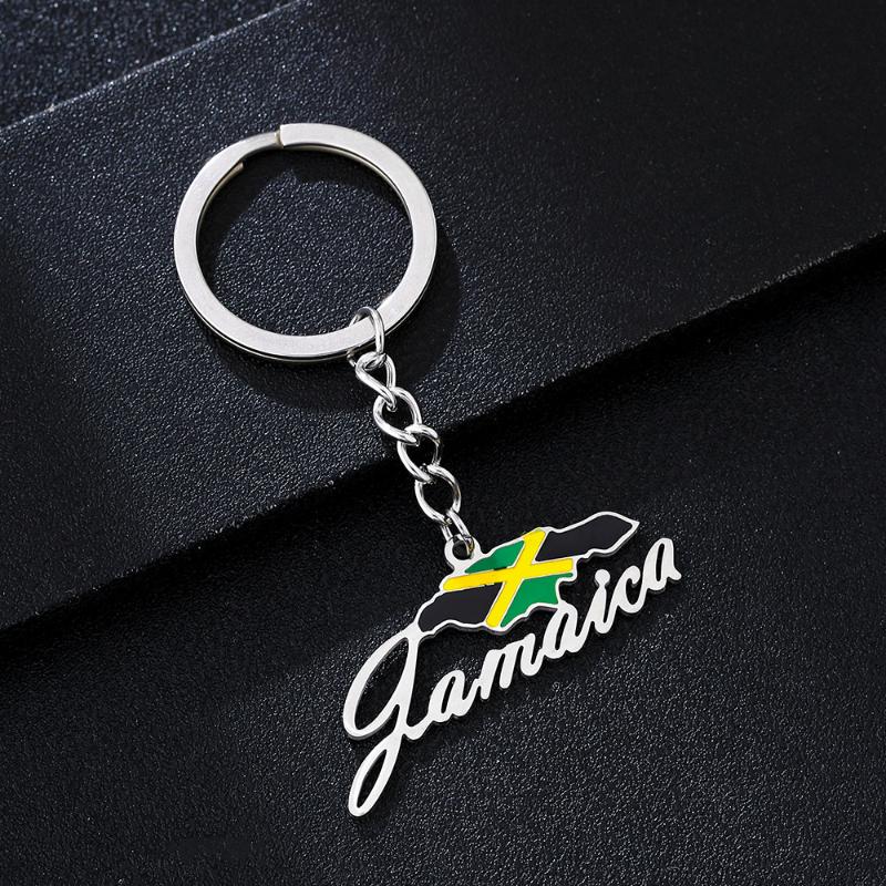 

Premium Stainless Steel Keychain Jamaica Map Flag Pendant Versatile Vintage Backpack Decoration Gift For Travel Enthusiasts серебряный