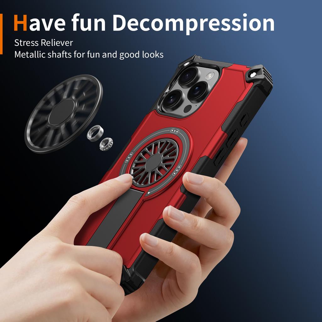 For iPhone 16 Pro Magnetic Case Kickstand TPU+PC Drop Defend Phone Cover