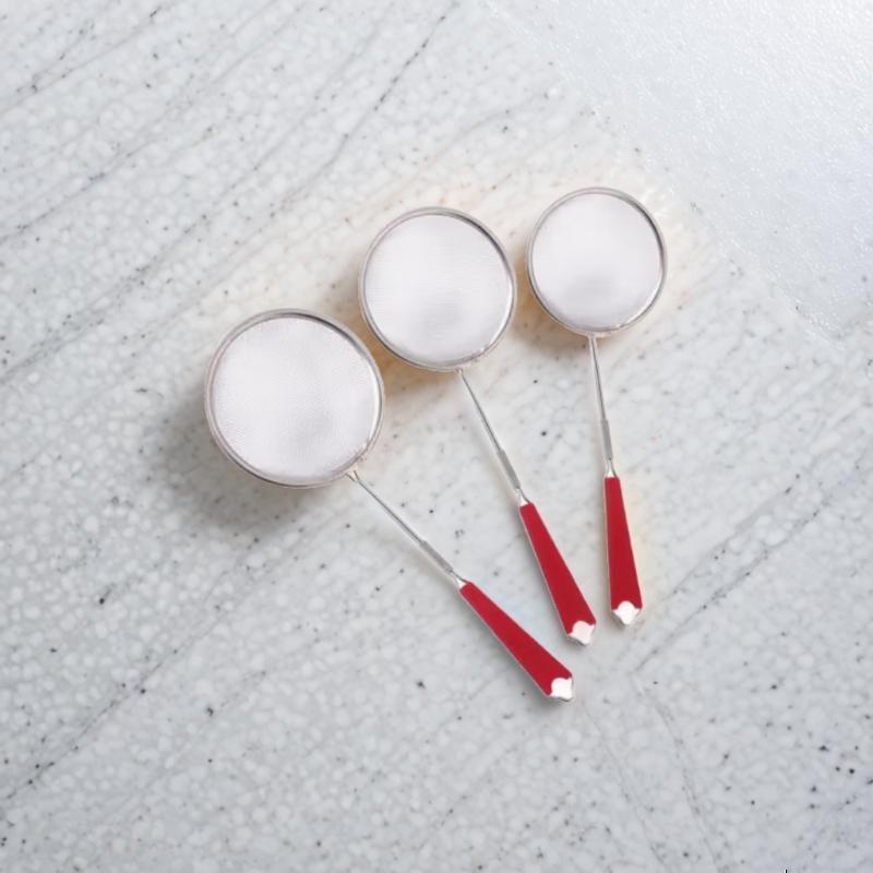 SIFAR Roter Griff Edelstahl Schaumlöffel Set