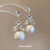 Silver needle with diamonds, fringed pearl earrings, retro temperament earrings, women's personality simple earrings, light luxury and high-end sense