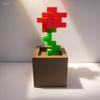 1 Stück Pixel-Rosenblüten-Ornament, 3D-gedruckte einzigartige Blumendekoration, Kunststoff-Blumenartikel geeignet für Nachttisch, Schreibtisch, Büro